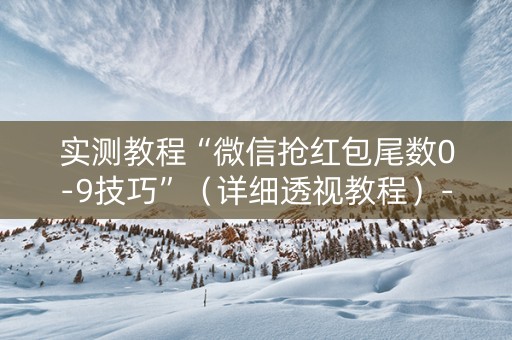实测教程“微信抢红包尾数0-9技巧”（详细透视教程）-哔哩哔哩