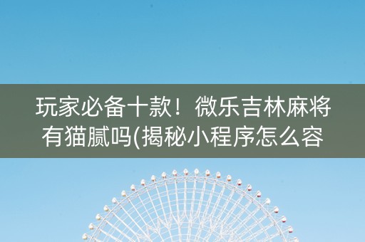 玩家必备十款！微乐吉林麻将有猫腻吗(揭秘小程序怎么容易赢)