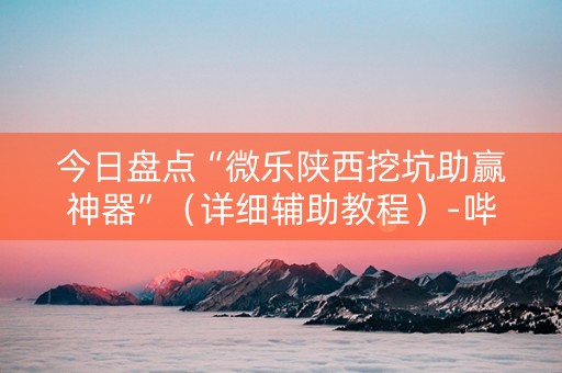 今日盘点“微乐陕西挖坑助赢神器”（详细辅助教程）-哔哩哔哩