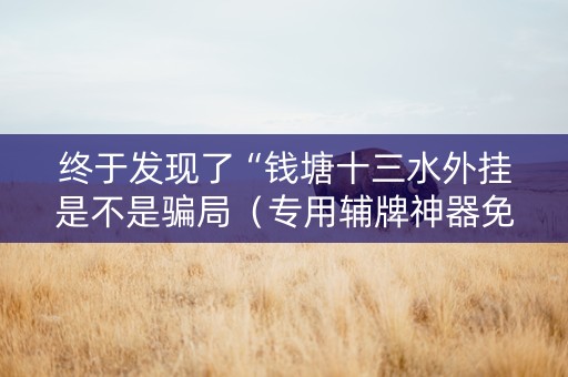 终于发现了“钱塘十三水外挂是不是骗局（专用辅牌神器免安装）