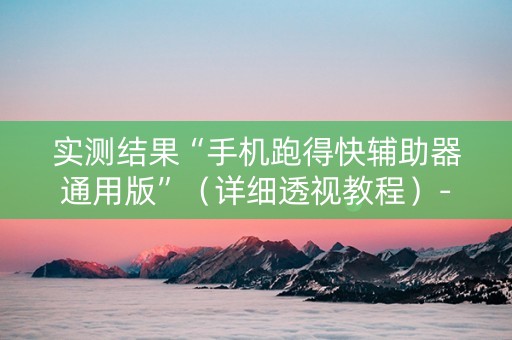 实测结果“手机跑得快辅助器通用版”（详细透视教程）-哔哩哔哩