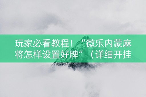 玩家必看教程！“微乐内蒙麻将怎样设置好牌”（详细开挂教程）-哔哩哔哩