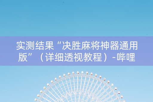 实测结果“决胜麻将神器通用版”（详细透视教程）-哔哩哔哩