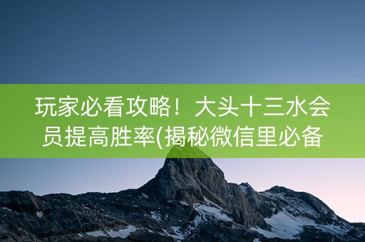 玩家必看攻略！大头十三水会员提高胜率(揭秘微信里必备神器)