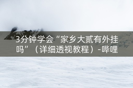 3分钟学会“家乡大贰有外挂吗”（详细透视教程）-哔哩哔哩