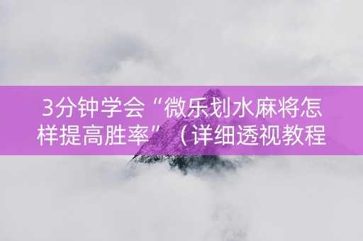 3分钟学会“微乐划水麻将怎样提高胜率”（详细透视教程）-哔哩哔哩