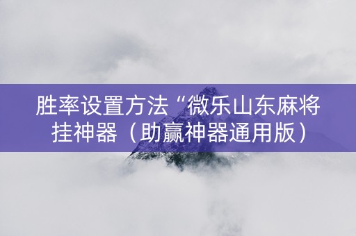 胜率设置方法“微乐山东麻将挂神器（助赢神器通用版）