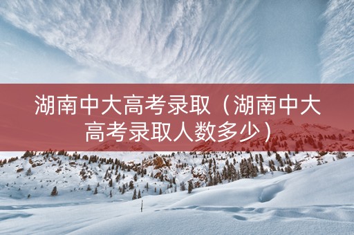 湖南中大高考录取（湖南中大高考录取人数多少）