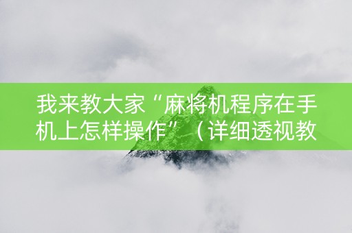 我来教大家“麻将机程序在手机上怎样操作”（详细透视教程）-哔哩哔哩
