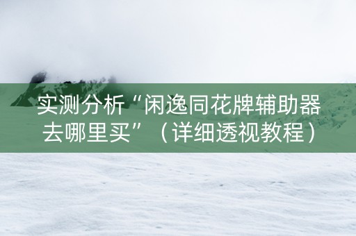 实测分析“闲逸同花牌辅助器去哪里买”（详细透视教程）-哔哩哔哩