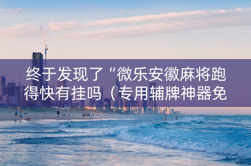 终于发现了“微乐安徽麻将跑得快有挂吗（专用辅牌神器免安装）