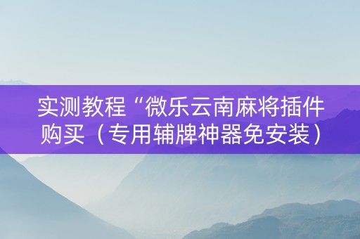 实测教程“微乐云南麻将插件购买（专用辅牌神器免安装）