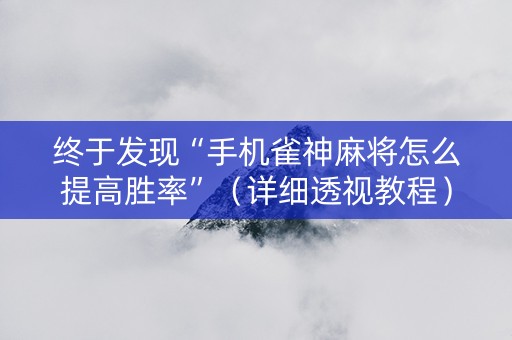 终于发现“手机雀神麻将怎么提高胜率”（详细透视教程）-哔哩哔哩