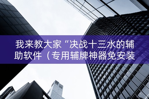 我来教大家“决战十三水的辅助软件（专用辅牌神器免安装）
