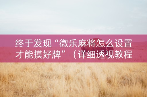 终于发现“微乐麻将怎么设置才能摸好牌”（详细透视教程）-哔哩哔哩