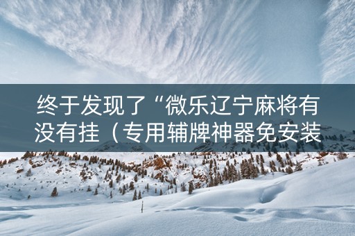 终于发现了“微乐辽宁麻将有没有挂（专用辅牌神器免安装）