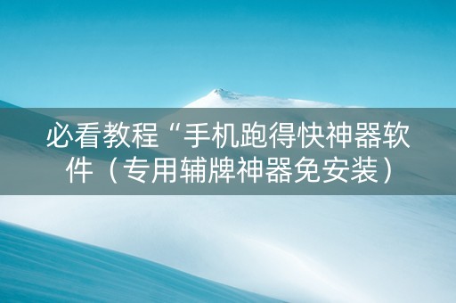 必看教程“手机跑得快神器软件（专用辅牌神器免安装）