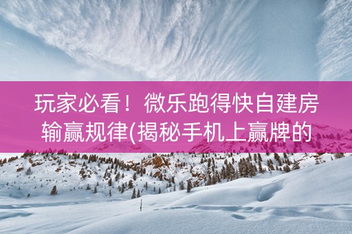 玩家必看！微乐跑得快自建房输赢规律(揭秘手机上赢牌的技巧)