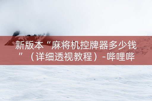 新版本“麻将机控牌器多少钱”（详细透视教程）-哔哩哔哩