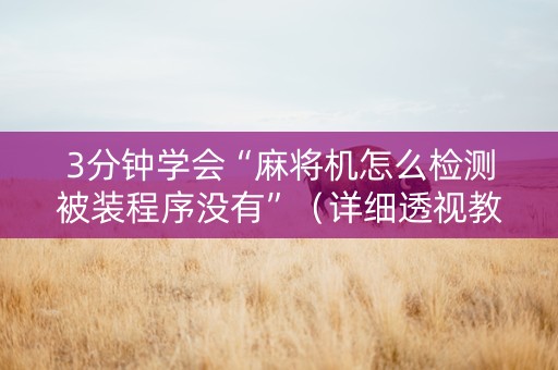3分钟学会“麻将机怎么检测被装程序没有”（详细透视教程）-哔哩哔哩