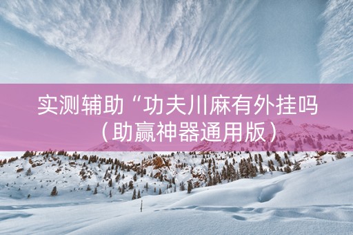 实测辅助“功夫川麻有外挂吗（助赢神器通用版）