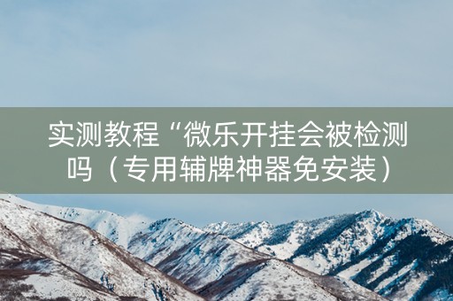 实测教程“微乐开挂会被检测吗（专用辅牌神器免安装）