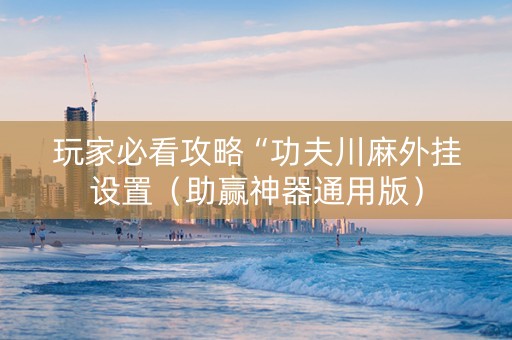 玩家必看攻略“功夫川麻外挂设置（助赢神器通用版）
