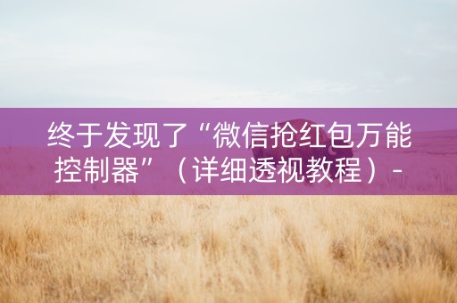 终于发现了“微信抢红包万能控制器”（详细透视教程）-哔哩哔哩