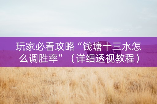 玩家必看攻略“钱塘十三水怎么调胜率”（详细透视教程）-哔哩哔哩