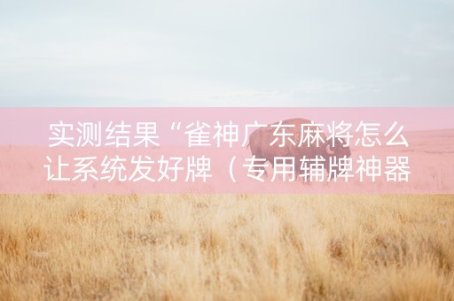 实测结果“雀神广东麻将怎么让系统发好牌（专用辅牌神器免安装）