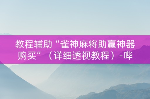 教程辅助“雀神麻将助赢神器购买”（详细透视教程）-哔哩哔哩