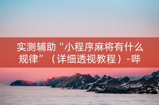 实测辅助“小程序麻将有什么规律”（详细透视教程）-哔哩哔哩