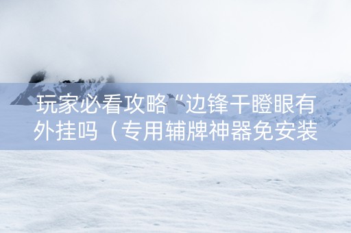 玩家必看攻略“边锋干瞪眼有外挂吗（专用辅牌神器免安装）