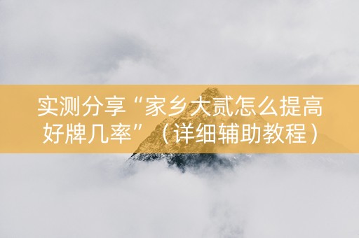 实测分享“家乡大贰怎么提高好牌几率”（详细辅助教程）-哔哩哔哩