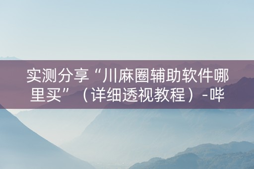 实测分享“川麻圈辅助软件哪里买”（详细透视教程）-哔哩哔哩