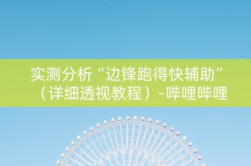 实测分析“边锋跑得快辅助”（详细透视教程）-哔哩哔哩