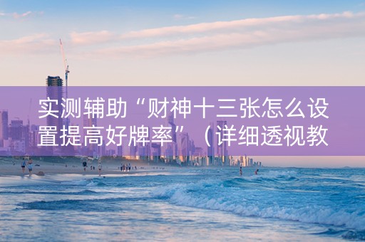 实测辅助“财神十三张怎么设置提高好牌率”（详细透视教程）-哔哩哔哩