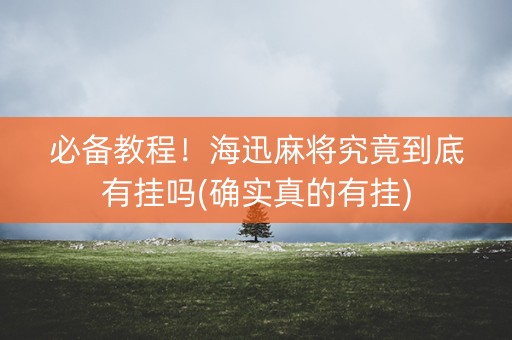 必备教程！海迅麻将究竟到底有挂吗(确实真的有挂)