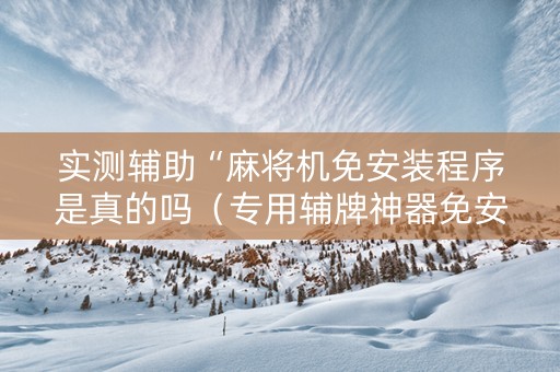 实测辅助“麻将机免安装程序是真的吗（专用辅牌神器免安装）