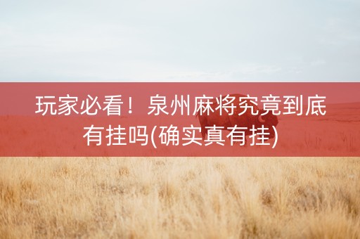 玩家必看！泉州麻将究竟到底有挂吗(确实真有挂)