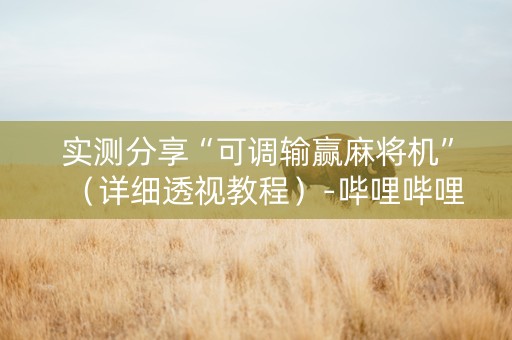 实测分享“可调输赢麻将机”（详细透视教程）-哔哩哔哩