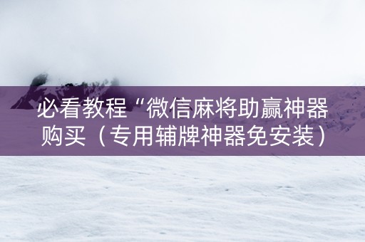 必看教程“微信麻将助赢神器购买（专用辅牌神器免安装）