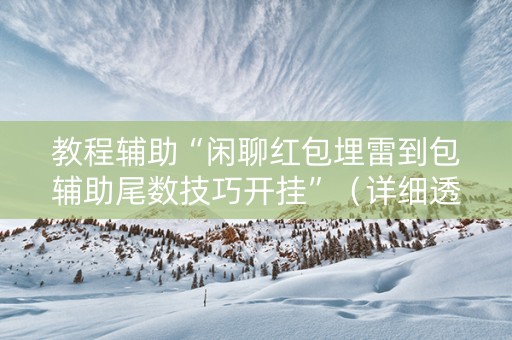 教程辅助“闲聊红包埋雷到包辅助尾数技巧开挂”（详细透视教程）-哔哩哔哩