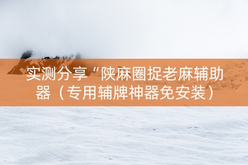 实测分享“陕麻圈捉老麻辅助器（专用辅牌神器免安装）