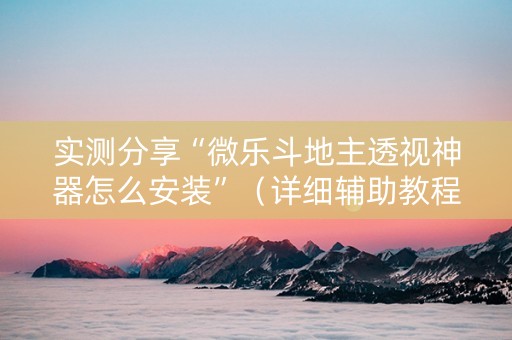 实测分享“微乐斗地主透视神器怎么安装”（详细辅助教程）-哔哩哔哩