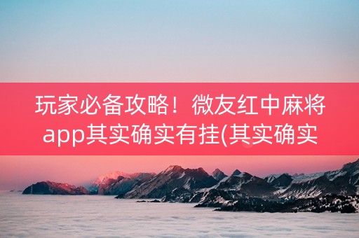 玩家必备攻略！微友红中麻将app其实确实有挂(其实确实有挂)