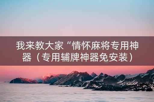 我来教大家“情怀麻将专用神器（专用辅牌神器免安装）