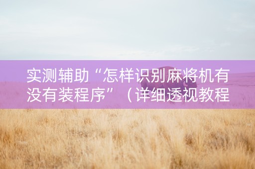 实测辅助“怎样识别麻将机有没有装程序”（详细透视教程）-哔哩哔哩