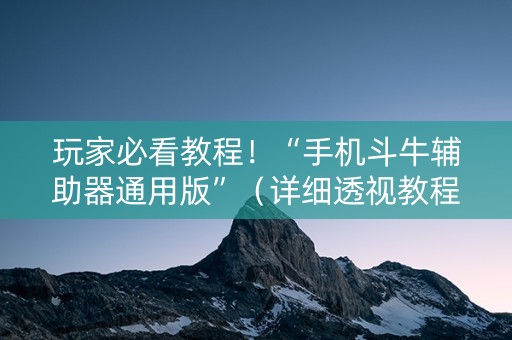 玩家必看教程！“手机斗牛辅助器通用版”（详细透视教程）-哔哩哔哩
