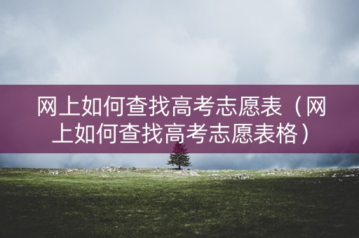 网上如何查找高考志愿表（网上如何查找高考志愿表格）